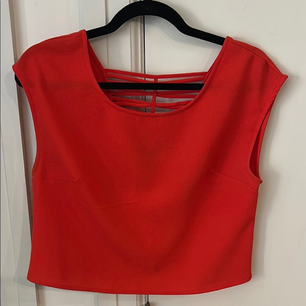 Express Red Fitted Crop Tank Top